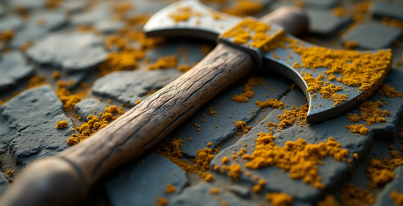 Texture détaillée de pierre ancienne avec sa patine millénaire sous lumière rasante